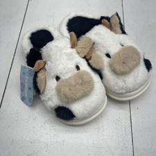 Lanivic Black White Classic Fuzzy Cow Slippers Womens Size 6.5-7.5