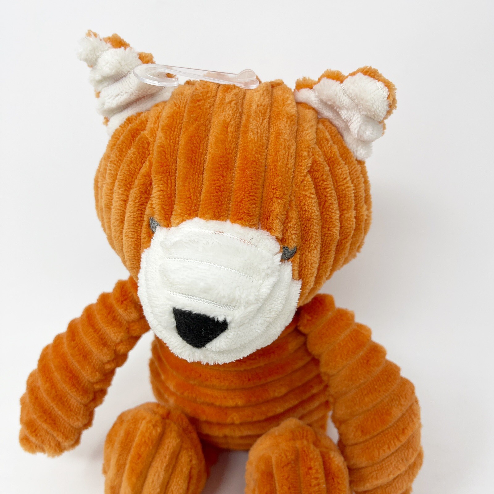 Carters Corduroy Fox Plush Soft White Ribbed Stuffed Lovey Toy Baby