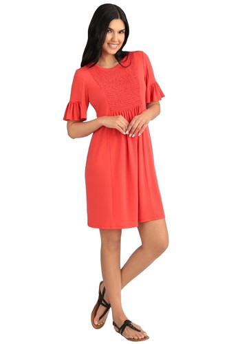 london times women's short-sleeve knit sheath dress London Times - Short Sleeve Round Neck Sheath Dress with Tie Waist - Professional Work Dresses