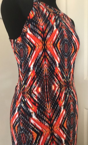 Red Herring size 14 maxi sleeveless dress orange navy geometric - Picture 9 of 12