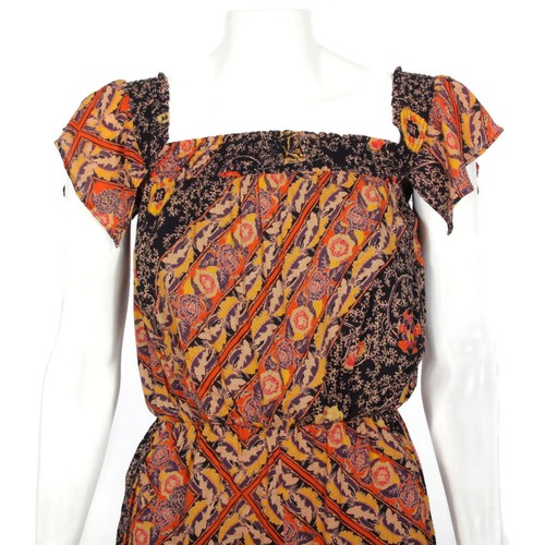 FREE PEOPLE Floral Patchwork Print Smock Flutter Sleeve Wide Leg Jumpsuit XS 255 - Picture 2 of 6