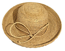 SCALA Collection Sun Straw Hat Light Tan Brown One Size Wide Brim Beach