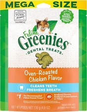 Greenies Feline Adult Dental Cat Treats, Oven Roasted Chicken Flavor, 4.6 oz. Pa
