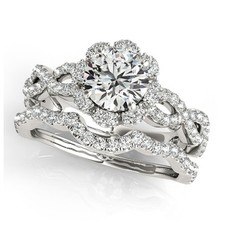 2 CT Round Cut Lab Created Diamond Bridal Wedding Ring Set 14K White Gold Over