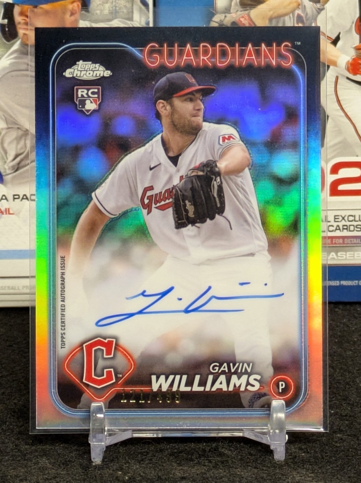 2024 Topps Chrome Gavin Williams Refractor Auto /499 Guardians RC Rookie #RA-GW