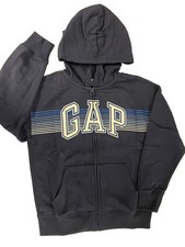GAP Navy Kids Soft Arch Novel Logo Tape Hoodie Full Zip Sweatshirt size M - 8