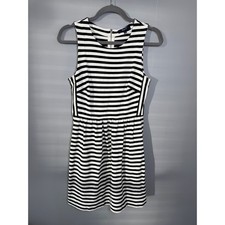Madewell Womens Black White Striped Sleeveless Fit Flare Mini Dress Small B0646