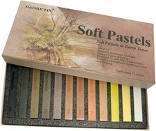 12 Pack Earth Tone Square Soft Pastels Water Soluble Blendable Artist Drawing