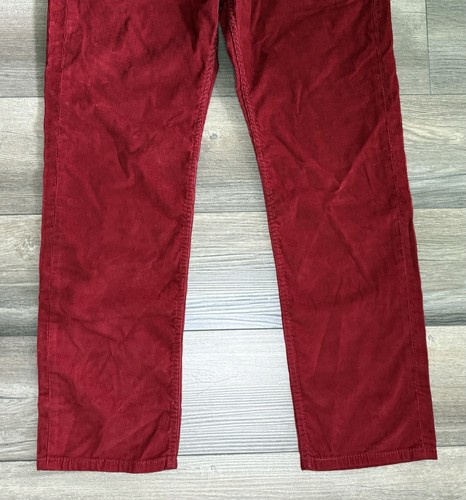 Levis 514 Hose Herren 33x30 rot Cord Jeans gerades Bein Freizeit weiß Lasche Cord - Bild 4 von 8