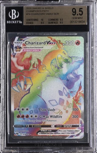 2020 POKEMON SWORD & SHIELD CHAMPION'S PATH SCR ##74 CHARIZARD VMAX BGS 9.5