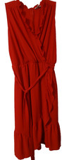 London Style Collection Woman. RED ruffle Neck Dress. Size 20W NWT