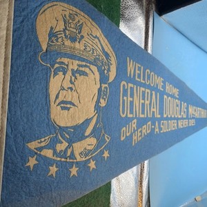Vintage Gen Douglass McArthur Welcome Home Pennant