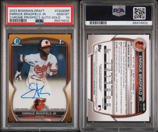 Enrique Bradfield Jr 2023 1st Bowman Chrome Gold Auto /50 PSA 10