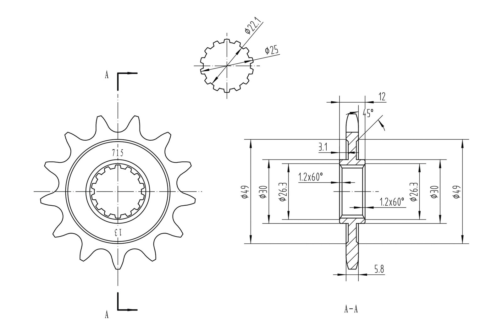 For GAS GAS EC250 2004-2014 BikeMaster 965530 520 Series Front Sprocket