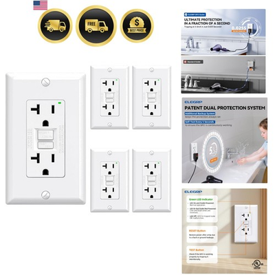 #ad GFCI Outlet 20 Amp Self GFI Electrical Outlet with Narrow Design GFCI Rece... $83.99