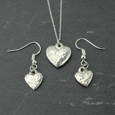 10th Anniversary Pure Tin Pendant Heart Earrings Set for Wife Gift UK