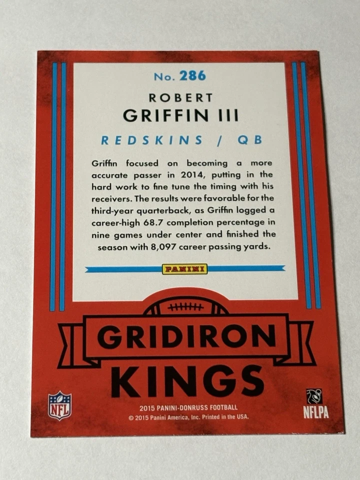 2015 Panini Donruss Gridiron Kings Rack Pack Robert Griffin III #286 Redskins - Image 2 of 2