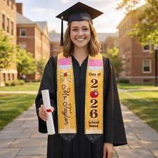Custom Teacher Graduation Stole 2026 Pencil Teacher Grad Sash