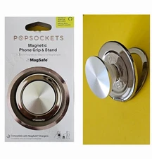 PopSockets Kick-Out MagSafe Round Phone Grip & Stand Ring for iPhone Silver 