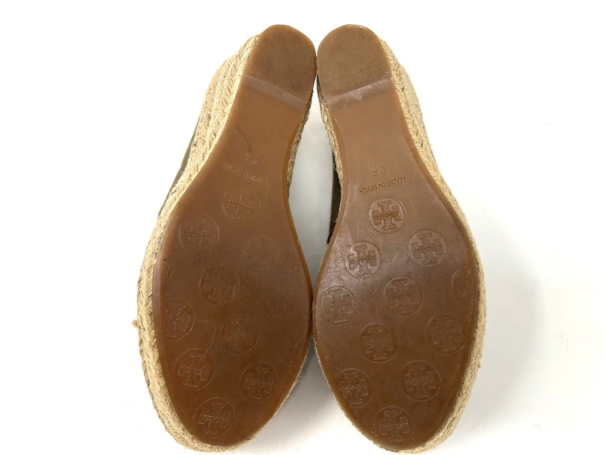 Tory Burch Filipa Criss Cross Espadrille Platform Wedge Olive Canvas Shoes 9 B thumbnail 4