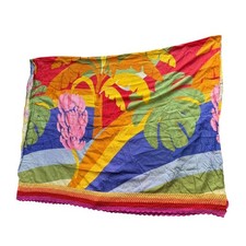 Farm Rio Palm Print Rainbow Crochet Accent Coverup Sarong One size