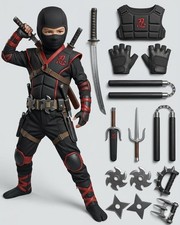 Halloween Ninja Costume, Ninja Outfit Set for Kids,...