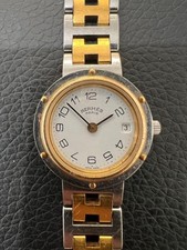 HERMES Clipper White Dial Two Tone Gold Silver Date Women's Quartz Watch