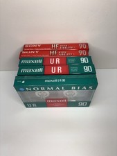 Lot of 5 Blank Cassette Tapes 3-Maxell UR 90 and 2- Sony C-90HFL New Sealed NOS