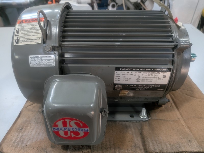 U.S. Electrical Motors 182TCHZ 1.5/0.75 HP 460V 3PH TE Induction Motor 2 speed 