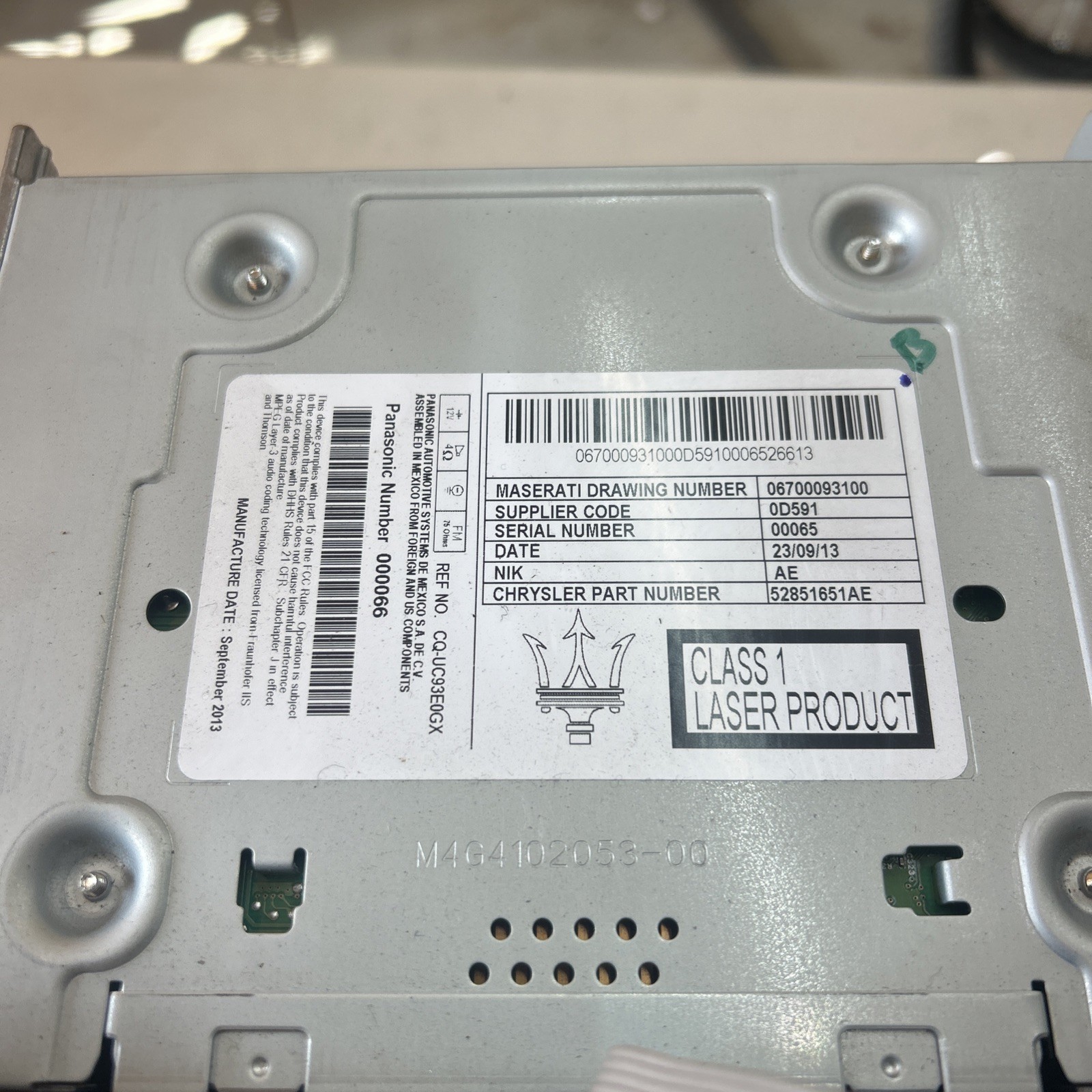 14-19 Maserati Ghibli Radio Receiver Unit/ Climate Control 52851651AE