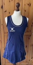 Gilbert Elite Netball Dress Navy and White M/12