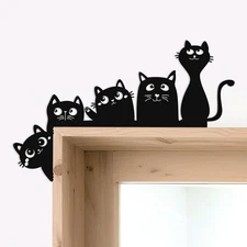 Charming Black Cats Decor - Door Frame Decor, Cat Wall Art, Black Cat Figurine.