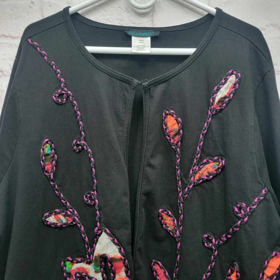 Chaqueta Cárdigan Abierta Ulla Popken Floral Bordada Para Mujer 24/26 Artística Boho Foto 3 de 4