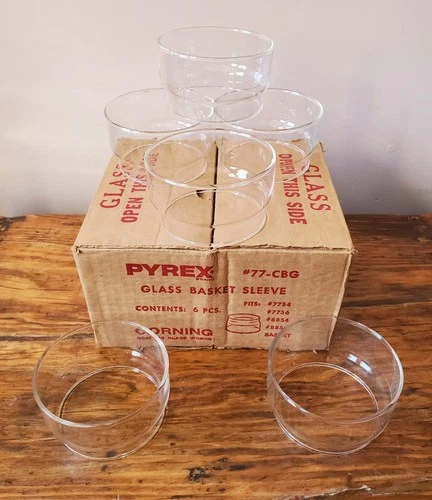 Vintage 6 NOS Corning Pyrex Flameware Percolator Glass Basket Sleeve 77-CBG