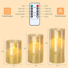 6 Candele LED Ricaricabili In Vetro Dorato - Con Timer E Telecomando, Dimmerabili, Senza Fiamma, Per Decorazioni (10/12.5/15cm) - Foto 7