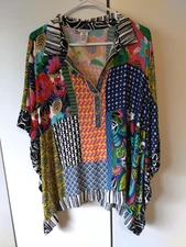 John Mark Kimono Top Womens Size 0x/1x Colorful Flowy Floral Artsy Statement