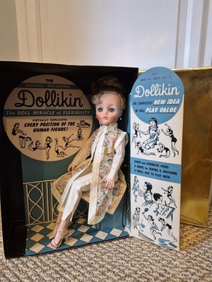 UNEEDA 2S BLONDE DOLLIKIN JOINTED DOLL W/ORIG BOX + LOTUS BLOSSOM OUTFIT + SHOES