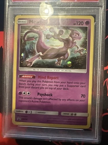 2019 POKEMON SM BLACK STAR PROMO #SM214 MEWTWO-HOLO PRM-HDDN COLL PSA 8
