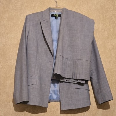 Kasper 2-Piece Skirt Suit Solid Gray Notch Lapel Lined Long Sleeve Size 4
