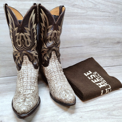 Lucchese Classics G Nile Crocodile Cowboy Boots Men 9.5 EE Gray