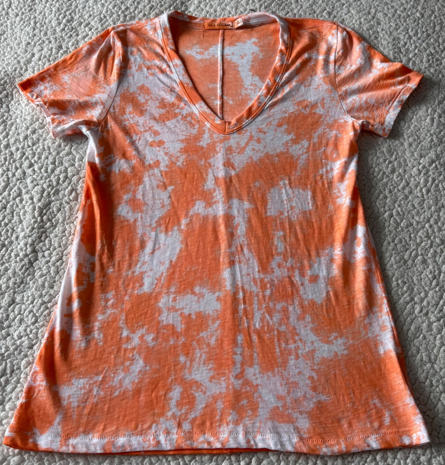 RAG & BONE Basic Jersey T-Shirt Orange V-Neck 100% Organic Pima Cotton Size S