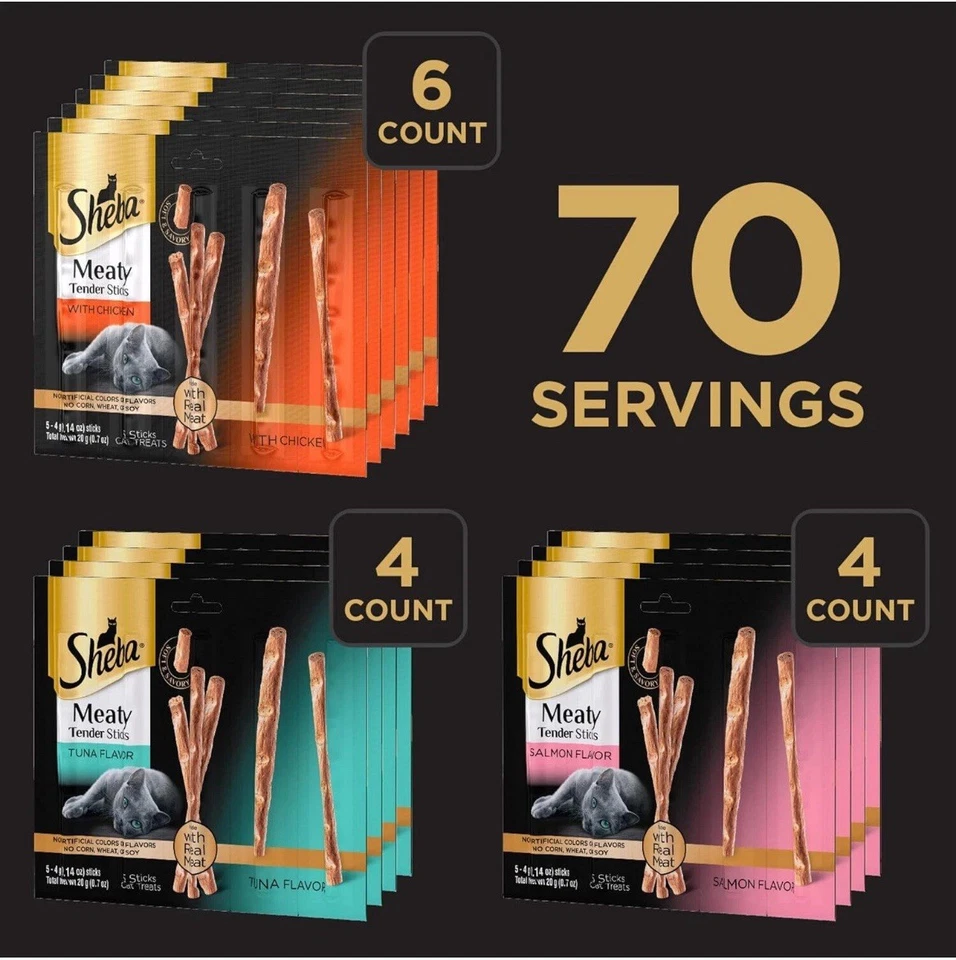 Sheba Treats Cat Meaty Sticks Variety Pack, 70 Count - Image 2 of 4