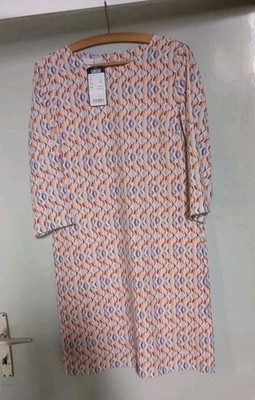 Cinque - Neu! Bildschönes Kleid, geometrische Muster, orange blau beige, Gr 36