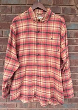 Duck Camp Shirt Mens Sz XL Red Snapper Plaid Button Up Long Sleeve Halloween