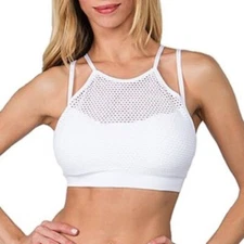 Yelete White Sports Bra With Criss Cross Straps Women Size Small Gym Workout