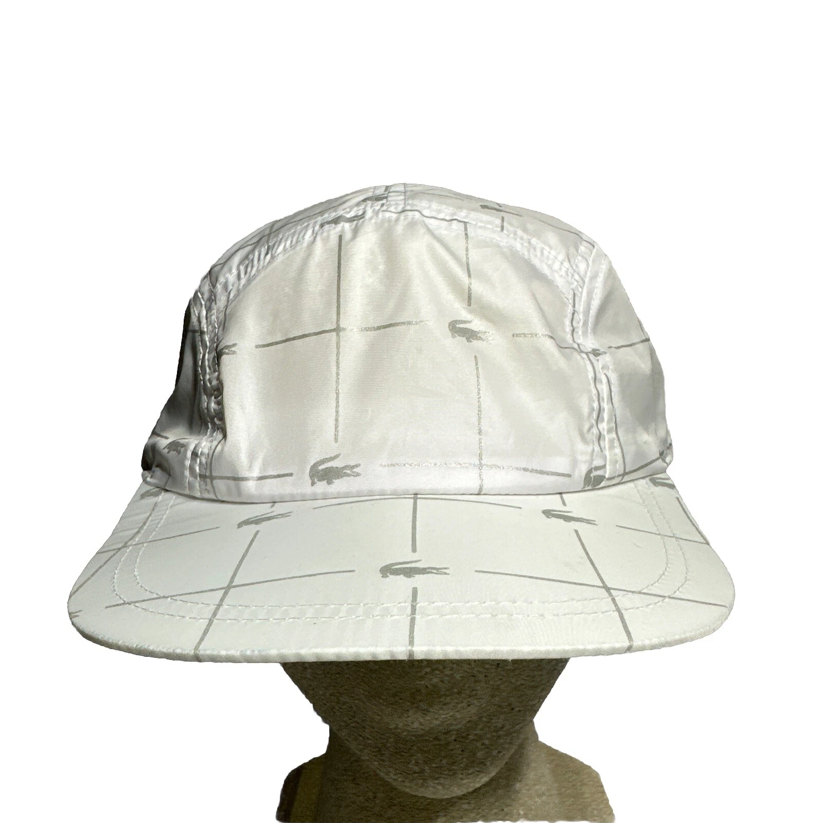 Chapeau Lacoste Supreme Grille Réfléchissante Nylon Casquette de Camp Logo Blanc Casquette Réglable