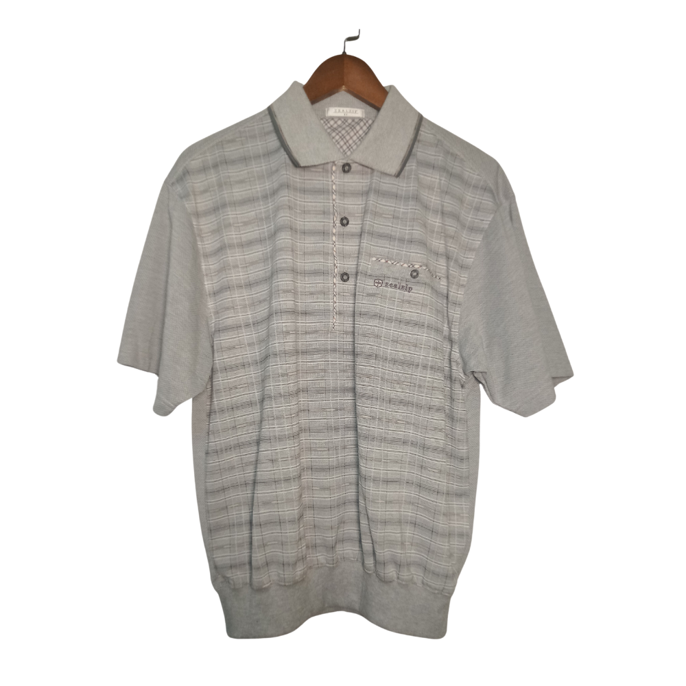 ZEALZIP Gray Checkered Polo Shirt with Pockets Size LL-image