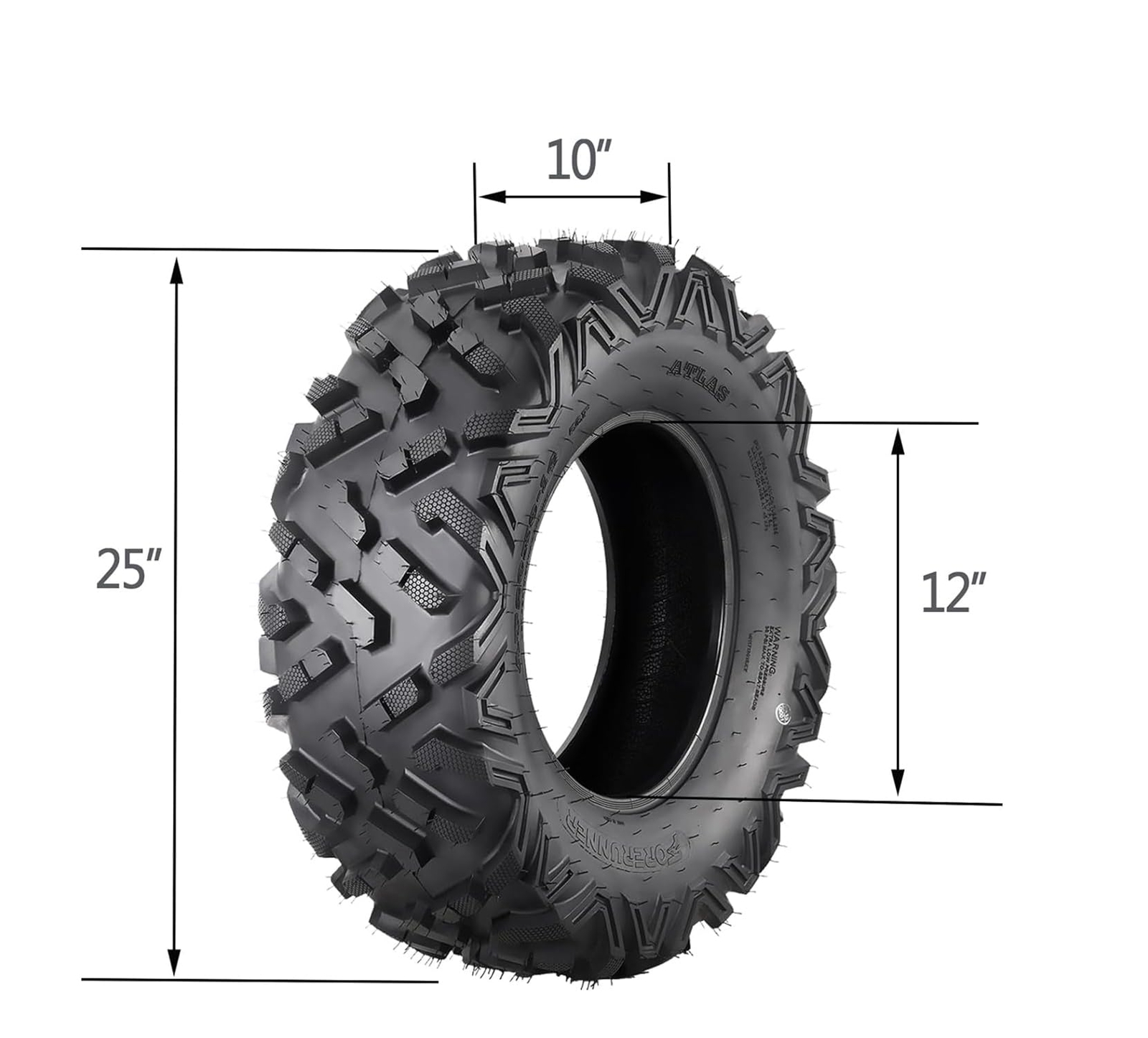 4PCS ATV UTV Tires 25x8-12 & 25x10-12 Front & Rear 6PR Off-Road Tire All Terrain