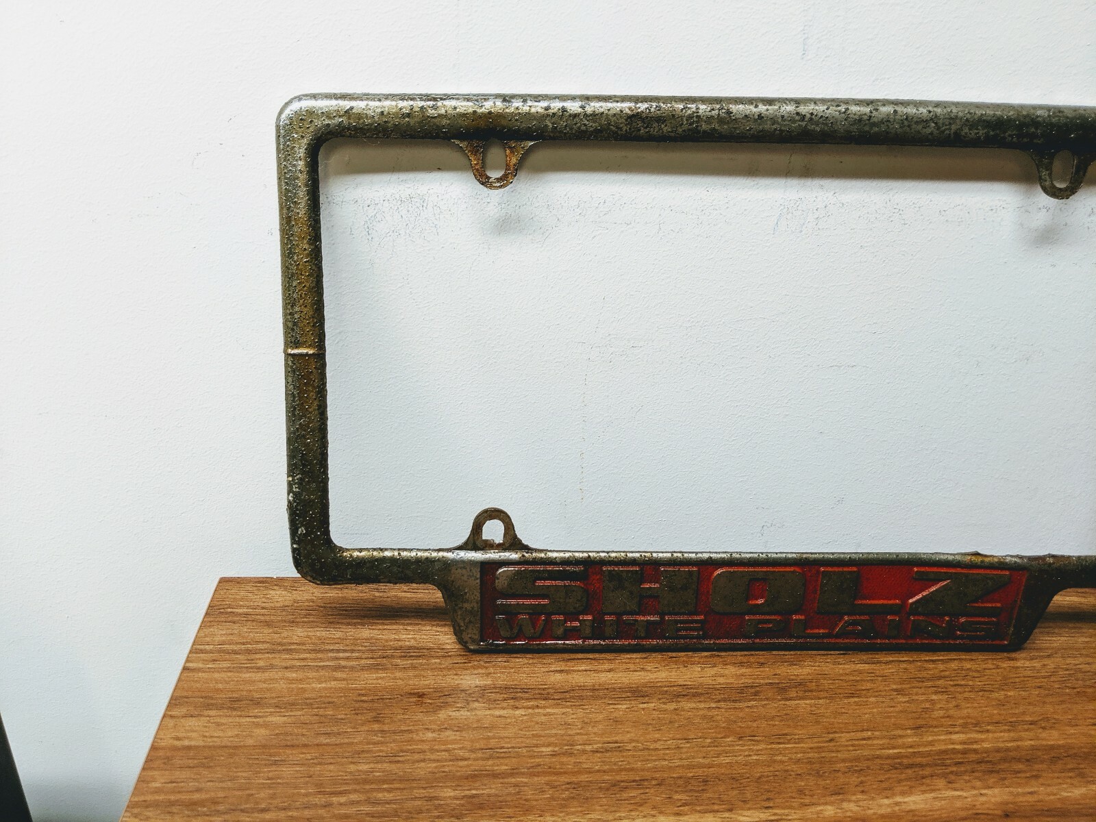 Sholz Pontiac Buick Dealer License Plate Frame Embossed Vintage White Plains NY eBay