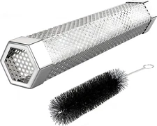 Pellet Smoker Tube, 12'' Smoker Tube with Brush, Premium Stainless Steel BBQ Woo
